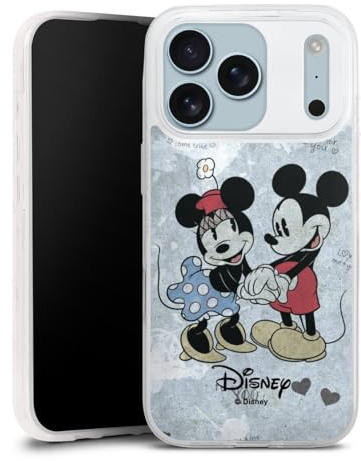 Slim Case kompatibel mit Apple iPhone 17 Pro Silikon Handyhülle transparent Hülle extra dünn Disney Mickey & Minnie Mouse Vintage