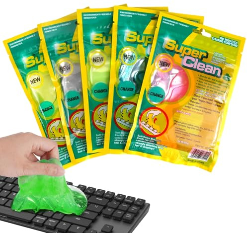 Fyrdm 5 Stück Tastatur Reinigungsgel,Reinigungsgel Auto,Universal Staub Entferner Gel,Wiederverwendbares Tastaturreiniger Schleim,für Auto Innenraum,Laptop,Tastatur,PC,Kamera,Drucker,Taschenrechner