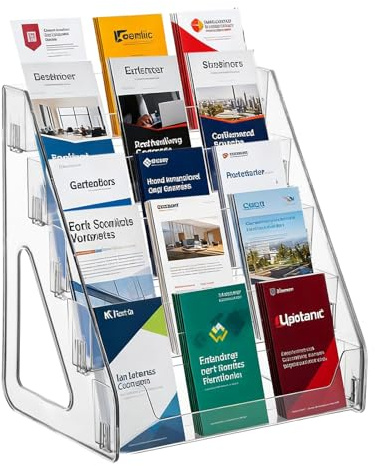 YEXEXINM 5-Tier Table Brochure Stand, Leaflet & Brochure Holder Clear Acrylic Flyer Stand for 1/3 A4 Size Literature Holder Booklet, Menu Display & Dispenser for Office, Restaurants & Reception