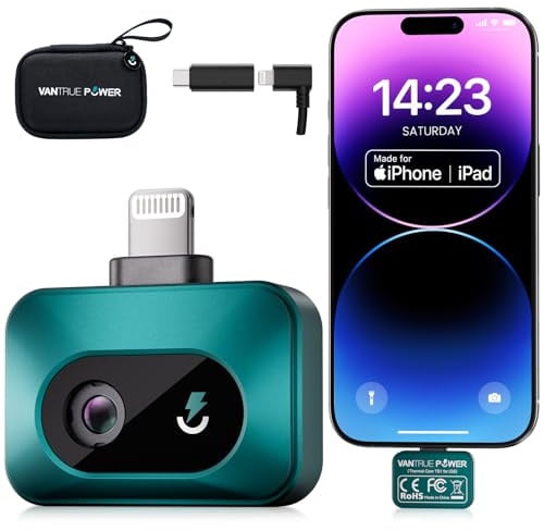 VANTRUE POWER TS1 Wärmebildkamera Thermal für iOS iPhone iPad, Infrarotkamera Wärmebildkameras mit 512×384 Superauflösung Infrarot Kamera mit USB-C, -20°C bis 550°C, Haus-Inspektion 15x Zoom