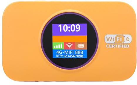 ZDAGELD 4G LTE WiFi 6 Mobile Hotspot, 300Mbps Portable Unlocked SIM Card Router with 3000mAh Battery, Connect Up to 10 Devices, High Speed Wireless Mifi Dongle for Home, Office, and Travel (Orange)
