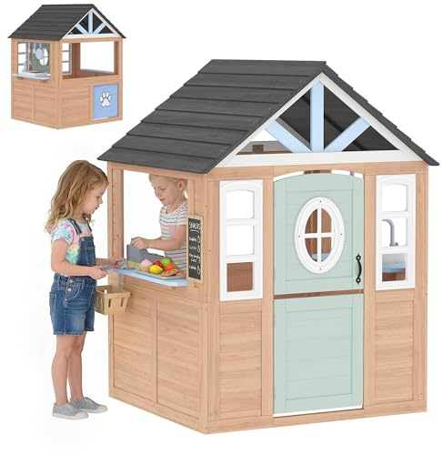 AIYAPLAY Cabane Enfant Extérieur en Bois 115,5 x 97,3 x 140 cm Bois Naturel