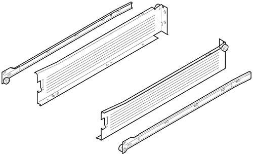 Blum 320M5000C15 METABOX 20 pulgadas de largo x 3-3/8 pulgadas de alto, juego de tobogán para cajón, color blanco