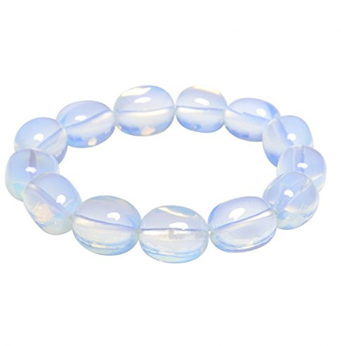 Armband aus Opalit - Mondstein Nuggets dehnbar Armschmuck Armreif Damen