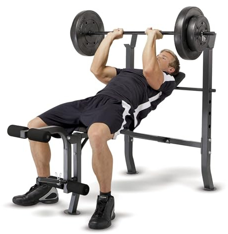 Marcy MD-2082W Diamond Elite MD Standard Bench with 100 lb. Weight Set, Incline