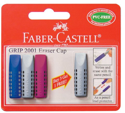 Faber-Castell GRIP 2001 Dreikantradierer, 4 Stück