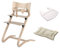 Leander Stuhl white wash - Hochstuhl - Kinderstuhl - Erwachsenenstuhl mit Babybügel + Tablett weiß + Kissen vanille