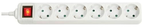 Lindy 73103 6-Way Power Strip with On/Off Switch, White