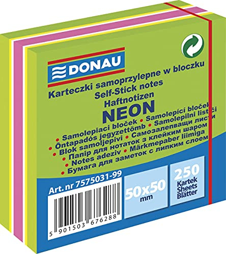 DONAU 7575031-99 Mini-Haftnotizen, 50 x 50 mm, 1x250 Blätter, Neon/Pastell, verschiedene Grüntöne