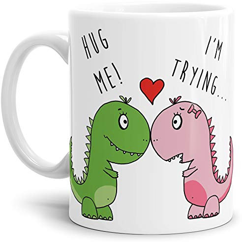 Dino-Tasse Tea-Rex Geschenk-Artikel/Liebes-Tasse/Witzig/Paar/Liebe/Kaffeetasse/Teetasse/Dino-Saurier/Weiss