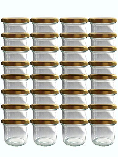 hocz Sturzgläser Set | Menge 50 Stück | Füllmenge 125 ml | mit Schraub-Deckel Deckelfarbe | Marmeladengläser Einmachgläser Einweckgläser (Gold, 50 Stück)
