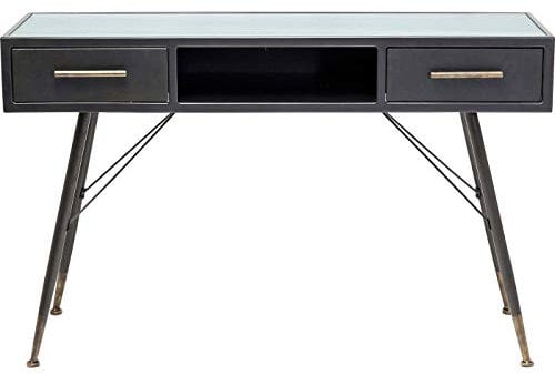 Kare Design La Gomera Edle Konsole in Schwarz - 2 Schubladen mit Griffen in Messing Optik, Konische Füße - (H/B/T) 76x120x38cm - Weitere Möbelstücke der Serie Erhältlich