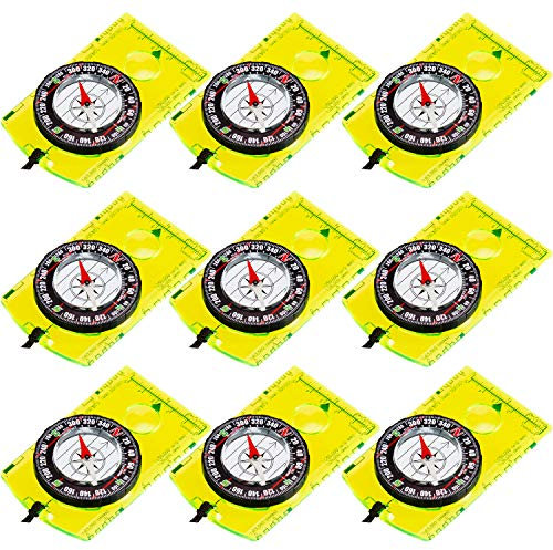 BBTO 9 Stück Orientierungskompass Wandern Rucksackreisen Camping Kompass Karte Lesen Outdoor Wasserdicht Kompass für Jungen Pfadfinder Kinder Frauen Karte Lineal Kompass