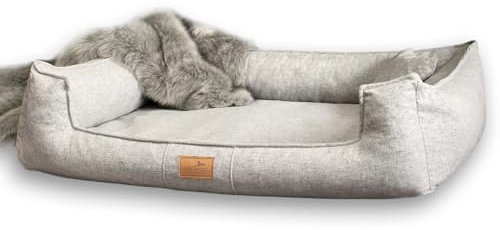 tierlando® Orthopädisches Hundebett Goofy Couture mit Matratzenschoner, waschbarer Bezug aus meliertem Möbelstoff, für mittlere bis sehr große Hunde Größe: 90x75cm | Farbe: 06 Grau