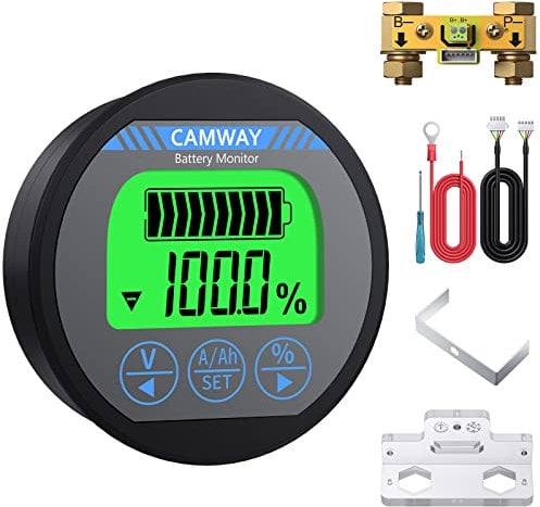 CAMWAY Voltmètre de Moniteur de Batterie Ampèremètre Tension Courant Compteur 8-120V 0-500A Affichage LCD Voltmètre de Courant de Batterie pour Voiture Automatique/Bateau à Moteur/Caravane, etc