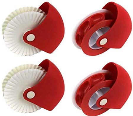 VICMAT 4 Piece Cutter, Pastry Cutter Wheel, Pastry Curling Wheel, Pastry Edge Decorator, Baking Tools