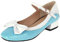Etebella Damen Mary Jane Blockabsatz Pumps Lack mit Riemchen und Schleife Rockabilly Schuhe(Blau,35)