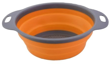 Sieb Küchensieb Klappbar, Faltbarer Silikonsieb, Seiher Nudelsieb Abtropfsieb aus Silikon für Küche, Hitzebeständig und Platzsparend (Orange)