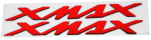 Qiilu Lot de 2 Autocollants en 3D pour Moto X‑Max Xmax 125 250 400 (Rouge)