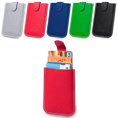 ANTEVIA - Porte Carte bancaire Anti piratage RFID Ultra Fin avec Compartiment Billet | Plus DE 20 MODÈLES | Fidélité Crédit Homme Femme | Couleur: Rouge (Serbin Rouge)