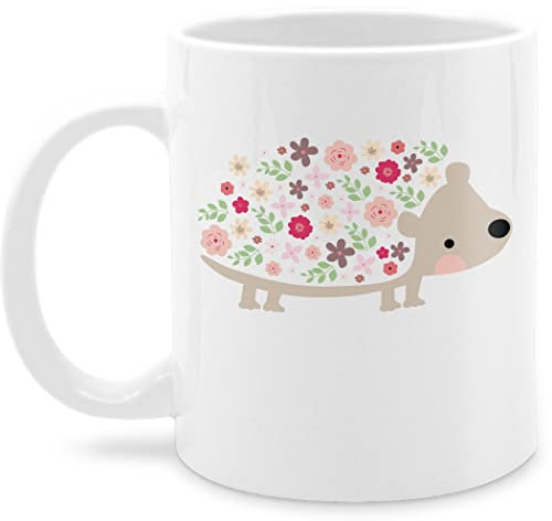 Tasse Tassen 325ml - Ostergeschenke - Süßer Igel Frühlingstiere mit Blumen - 325 ml - Weiß - ostertassen, ostern kita kaffeebecher oster hedgehog kaffeetasse ostermotiv kindergarten teetasse