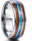 Vakki 8mm Wolframcarbid Ringe Eingelegter Koa Wood Blau Opal Herren Silber Paar Partner Ringe Bestes Geburtstag Geschenk Größe 67.2(21.4)