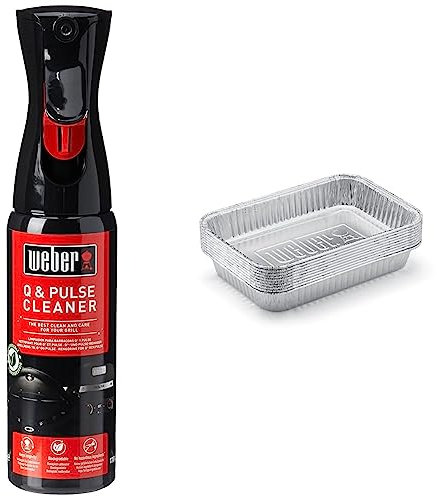 Weber Nettoyant pour barbecues Q et Pulse, Noir, 300 mL & 6415 Lèchefrites Barquette Aluminium - Lot de 10