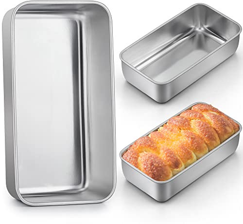 LIANYU Lot de 3 moules à pain en acier inoxydable de 22,9 x 12,7 cm - Passe au lave-vaisselle