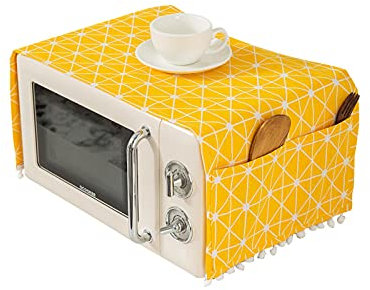 Tuzsocr Microwave Dust Proof Cover,Universal Dustproof Cover,Microwave Oven Accessory Protective Cover,Dust-Proof Covers Hood Home Decor,Kitchen Appliance Cover with Side Storage Pockets (yellow1)
