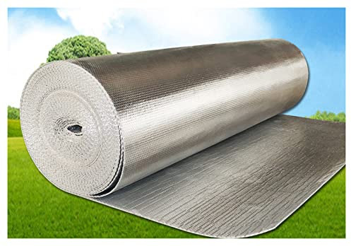 MUYUNXI Blasenisolierfolie, 4-5mm, Hitzereflektierende Wärmeschutzfolie Für Schuppen, Dachfenster, Garagen, Wände(Size:1x25m(3.2x82ft))