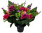 INERRA Cemetery Grave Vase Pot with Pink and Cerise Artificial Chrysanthemum Flowers