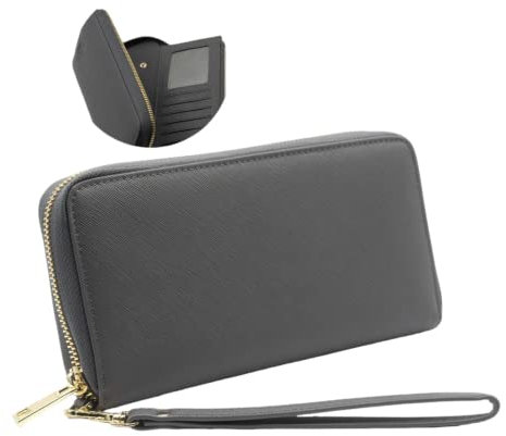 Little ELLA 2 in 1 Portemonnaie, Damen Geldbörse, herausnehmbares Portemonnaie, 18 Kartenfächer, Münzfach (dunkelgrau)