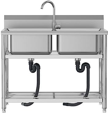 Spülbecken Küche Kitchen Sink Edelstahl Spültisch Gastro Spülenschrank Mit Spüle Und Armatur Freistehend Verpflegung Kommerziell Spüle 304 Edelstahl Einzelne Für Außen, Innen, Küche, Restaurant (Colo