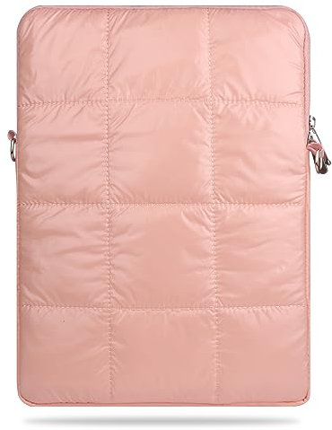 ZOENHWA Hülle 15.3 Zoll, leicht gepolstert, niedliche Gesteppte Puffer Laptop Sleeve für Frauen, kompatibel mit MacBook Air 15.3'' M2 (2023)/15.3'' Laptop Dell HP ASUS Acer Surface-Gold