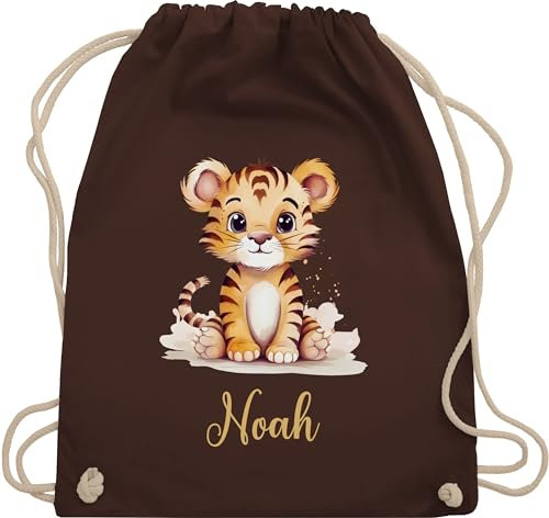 Turnbeutel Rucksack - Zootiere - Tiger - Unisize - Braun - personalisierte tiger, tigermotiv tiermotiv geschenke motiv personalisieren