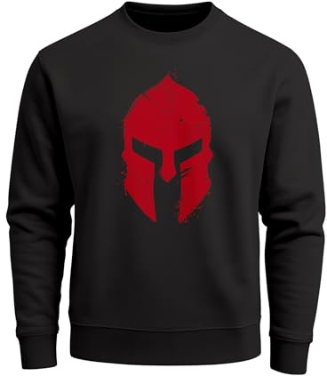 Neverless® Sweatshirt Herren Print Sparta-Helm Spartaner Gladiator Krieger Warrior Rundhals-Pullover Bedruckt Fashion Streetwear