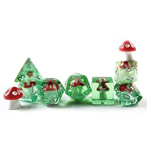 Mushroom Polyedrisches DND-Würfel-Set, Cartoon-Pilz-Würfel für Rollenspiele, Würfelspiele und MTG-Tischspiele, 7-teiliges Set