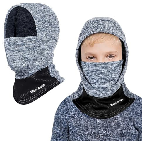 AYPOW Cagoule d'hiver Thermique pour Enfants 6-13Ans, Multifonction Coupe Masque de Ski Cyclisme, Casquette Bonnet Chapeau avec Cache-Cou, pour Garçons et Filles Sports d'hiver en Plein Air