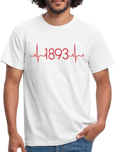 Spreadshirt Stuttgart 1893 Herzschlag Fußball Männer T-Shirt, L, Weiß