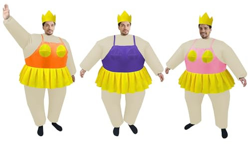 PhiGie 5 Packs Inflatable Sumo Wrestler Costume Blow-up Suit Cosplay Costume Outfit for Adult/Birthday/Halloween/Canival