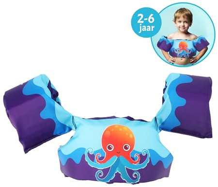 Comfortpool floaty Friends Kinder Schwimmweste | Mit Riemen und Clipverschluss | Praktisch und bequem | Schwimmhilfe | Fun & Fröhliches Design | Kinder zwischen 15-30 kg | (Octopus)