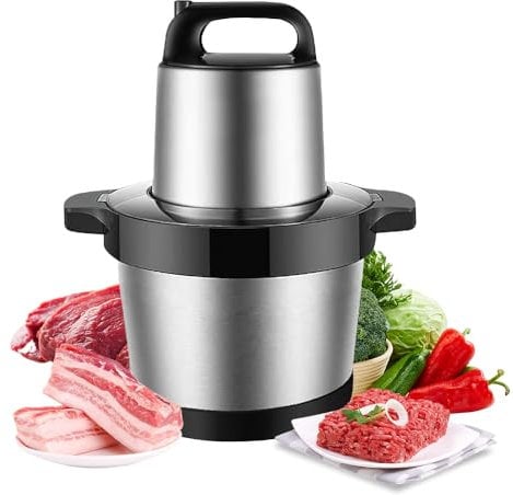 Hachoir Électrique, Acier Inox 1000W 6L Hachoir à Viande Amovible, Avec 2 niveaux de vitesse et 4 Lames Amovibles, Protection Contre la Surchauffe, pour Viande Légumes et Fruits
