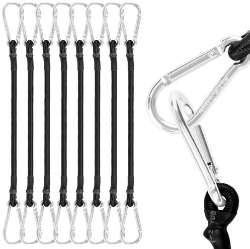 Akicderu Spanngummi mit Karabiner, 30 cm Expander mit Karabinerhaken, 8 Stück Spanngurte mit Haken, Starker Gepäckspanner, Gummispanner mit Haken für Gepäck, Camping und vieles mehr