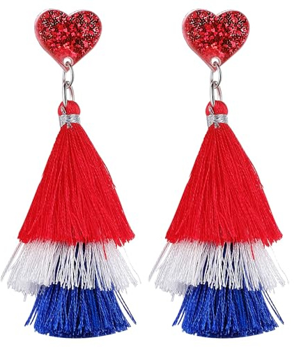 OIDEA USA-Flagge Ohrringe Creolen: Damen Creolen 4. Juli Amerika Unabhängigkeitstag Schmuck Geschenk für Freundin Frauen Mädchen