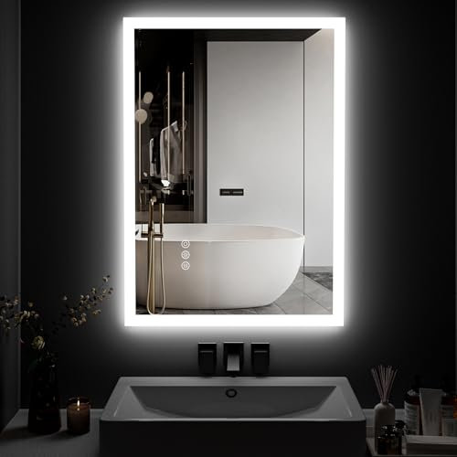 ChillCruiser 450x600mm LED Bathroom Mirror, Wall Mounted, Lighted Vanity Mirror,Dimmable, Anti-Fog, 3-Color Adjustable Lighting, Memory Function, Horizontal/Vertical Mount, Waterproof IP44