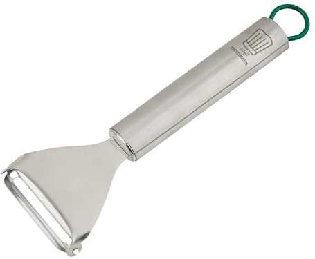 Chefkoch trifft Fackelmann Ziehschäler – Premium Edelstahl Gemüseschäler, Ergonomischer Griff, Spülmaschinenfest, Ideal für Obst & Gemüse, Grau