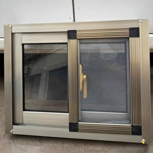 Schiebefenster Champagner Flächenbündiges Schuppenfenster Abschließbar, Aluminiumrahmen und Gehärtetes Glas, Fenster für Garage, Hühnerstall, Spielhaus, Schiebefenster in Sondergröße(WxH 40x30in/101.6