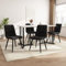 Pawom Esstisch Set 140x80cm Mit 4 Samt Stühlen, Moderner Esstisch Aus MDF Mit Schwarz Metallbeinen, Marmor-Muster Tischplatte, Flexibel Verstellbar, Elegantes Esszimmer Möbel Set