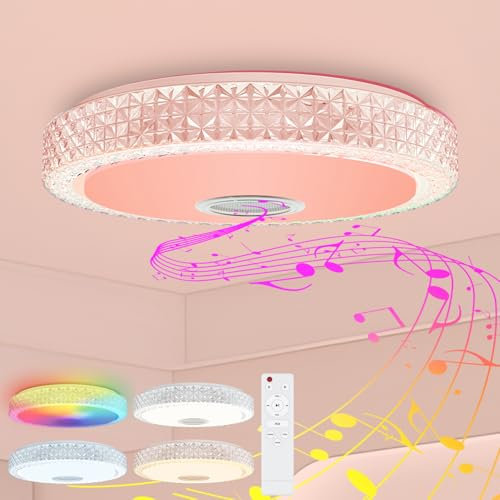 ACXIN LED Deckenleuchte Dimmbar mit Bluetooth Lautsprecher und APP-Steuerung, RGB LED Deckenbeleuchtung, 60W Deckenlampe mit Fernbedienung, Musikfunktion für Party, Wohnzimmer, Schlafzimmer, 220V