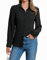 Stamain Womens Black Shirts Long Sleeve Chiffon Wrinkle-Free Blouses Ladies Casual Wrinkle Free Button Down Tops for Business Work M